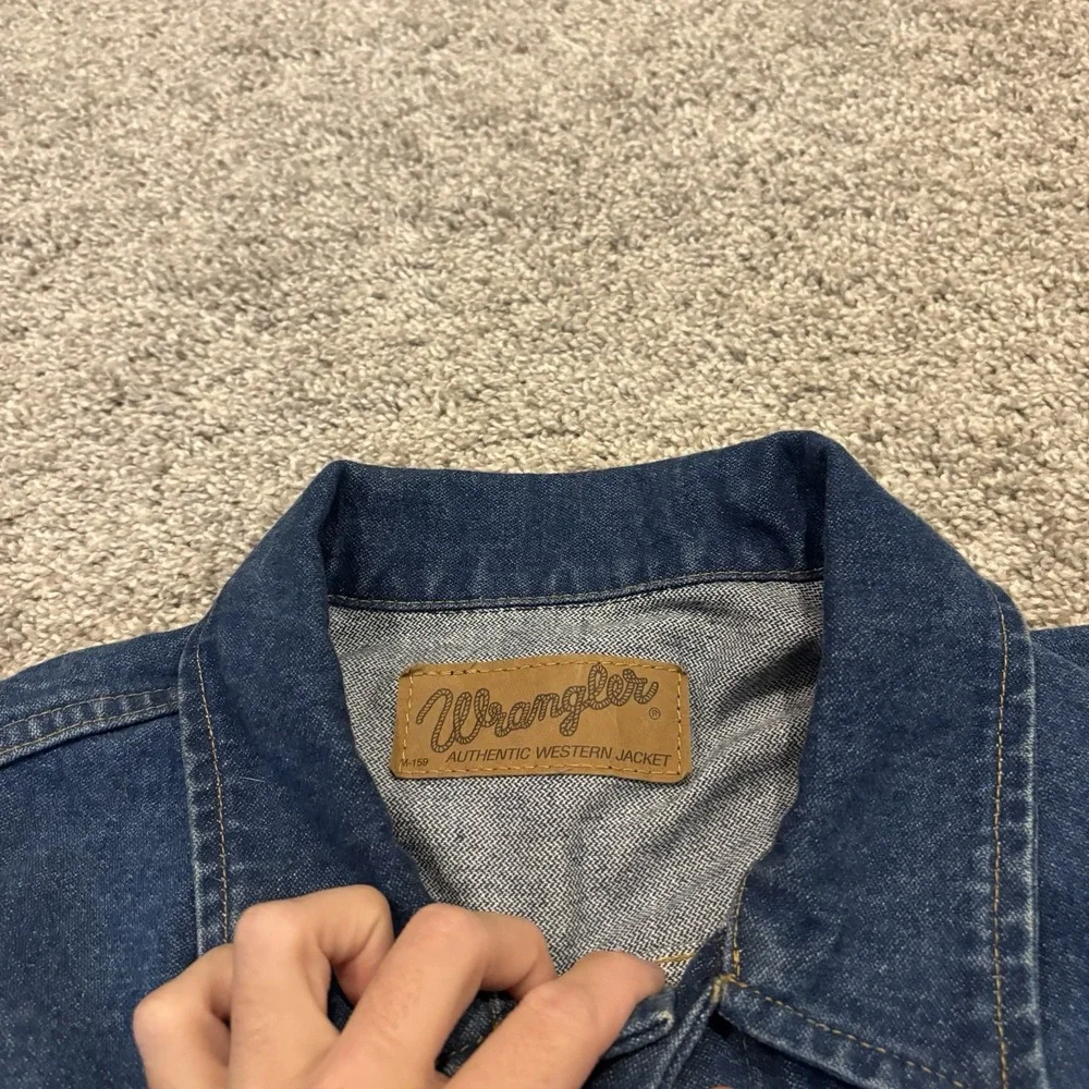 Vintage Wrangler Jacket Mens 2XL XXL Denim Jean Trucker Stitched Pockets Western